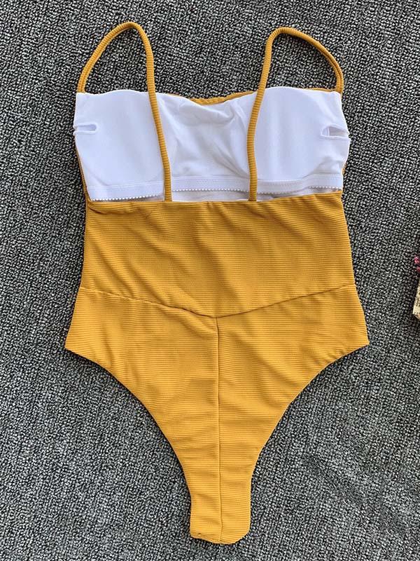 Solid Color Backless One-Piece Swimwear