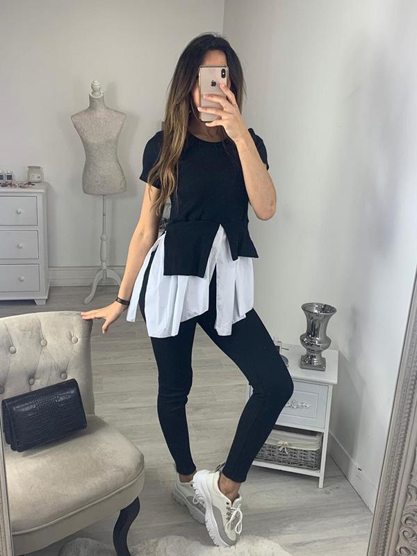 Falbala Split-joint Cropped Tee&Pants Sports Suits