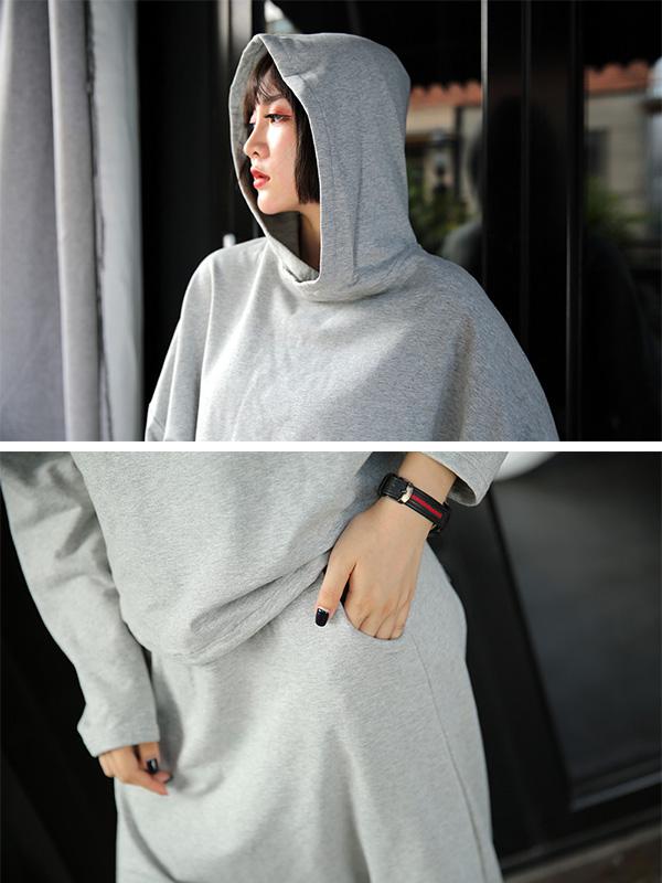 Light Gray Casual Solid Hoodie&Pants Suits