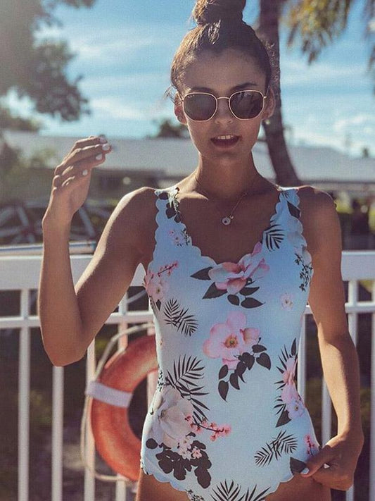 Floral Padded One-piece Swimwear