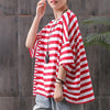 Cotton Striped Round Neck Casual Blouse
