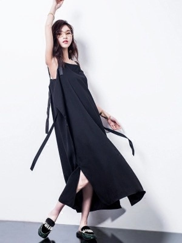 ORIGINAL BANDAGE SPLIT-SIDE SPAGHETTI-NECK MAXI DRESS