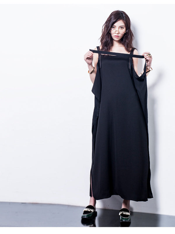 ORIGINAL BANDAGE SPLIT-SIDE SPAGHETTI-NECK MAXI DRESS