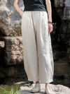 Casual Loose Solid Color High Waisted Cropped Pants