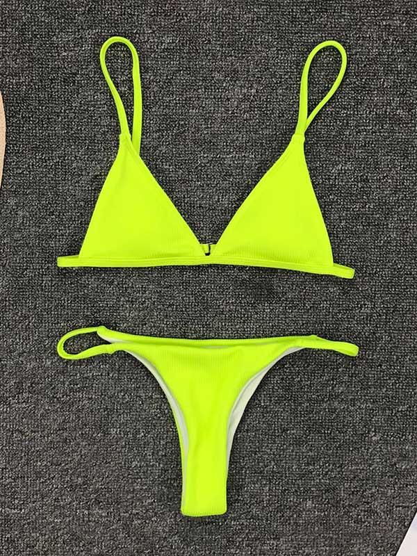 Plain Color Bikini Swimsuit