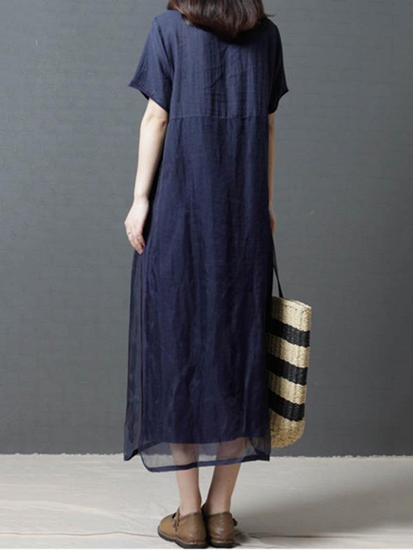 Loose Grenadine Split-joint Long Dress