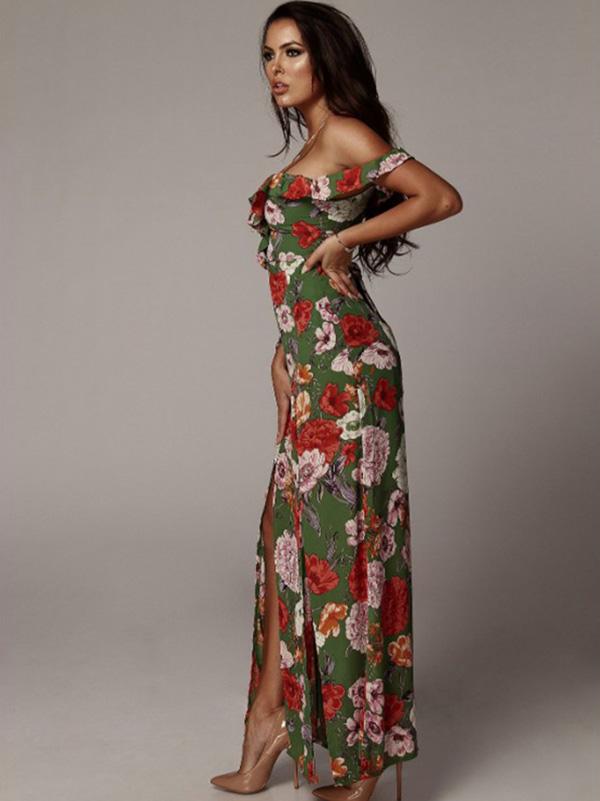 Sexy Spaghetti-neck Floral Beach Maxi Dresses