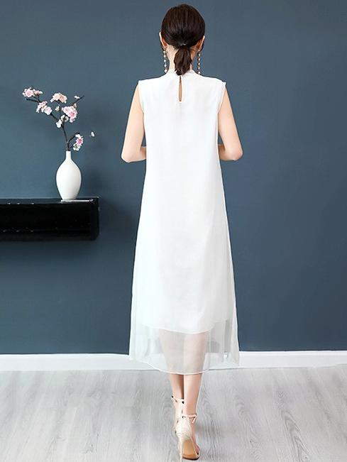 Chiffon Embroidery Vest Dress