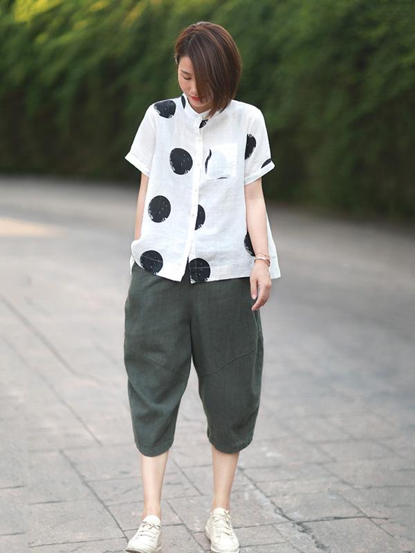 Loose A-line Polka-dot T-shirt