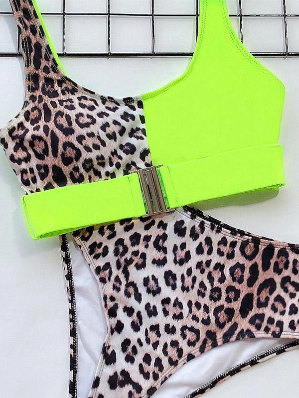 Leopard-Print Empire Bikini Swimsuit