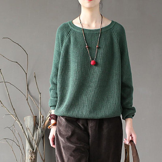 Autumn Basic Cotton Solid Loose Short Women Sweater