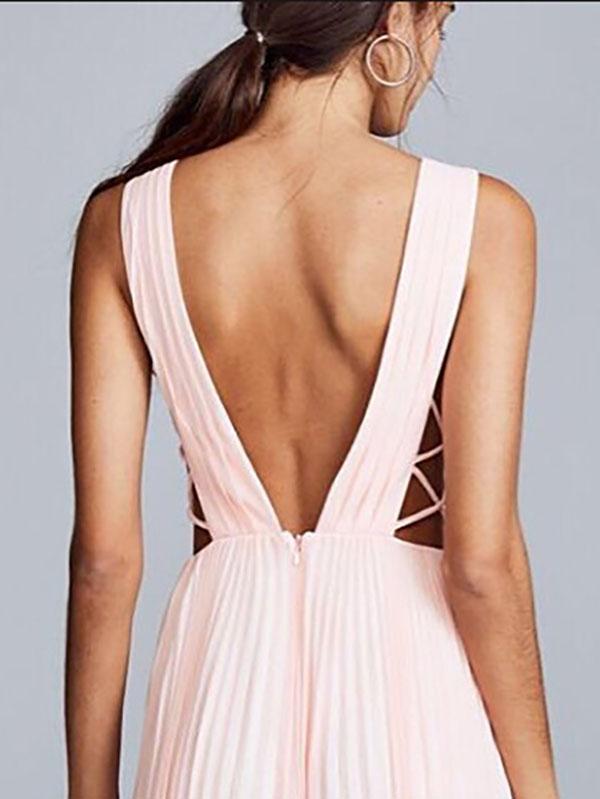 Deep V-neck Backless Evening Dress