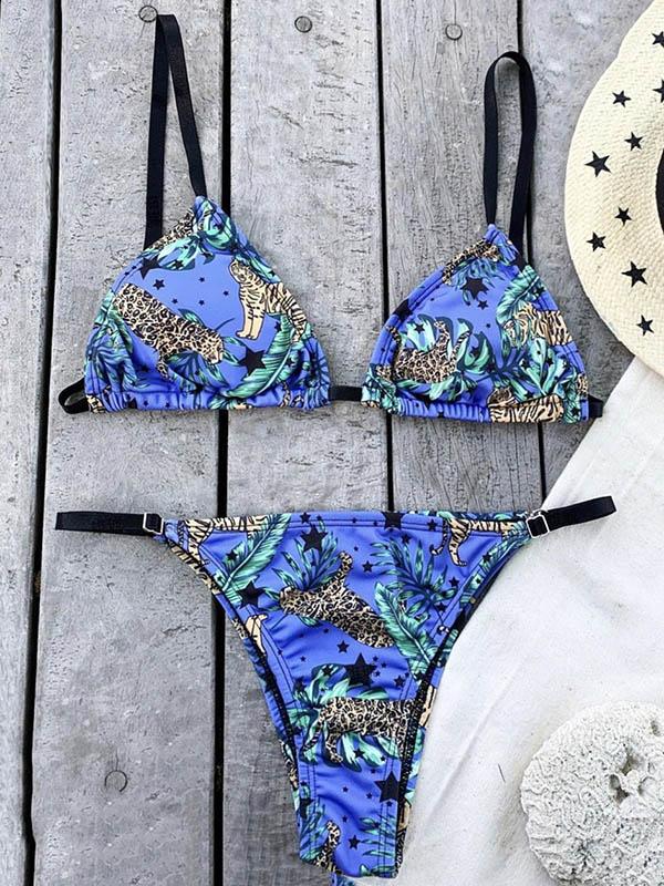 Sexy Triangles Printing Split Bikini Swimsuit