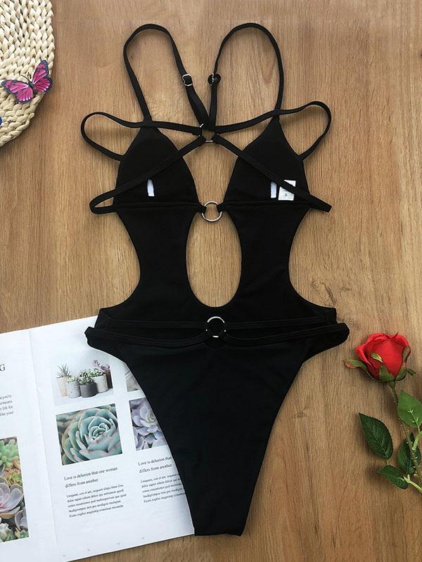 Sexy Hollow Bandage One-Piece Swimwear