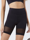 Solid Color Mesh Split-Joint High-Waisted Sports Shorts
