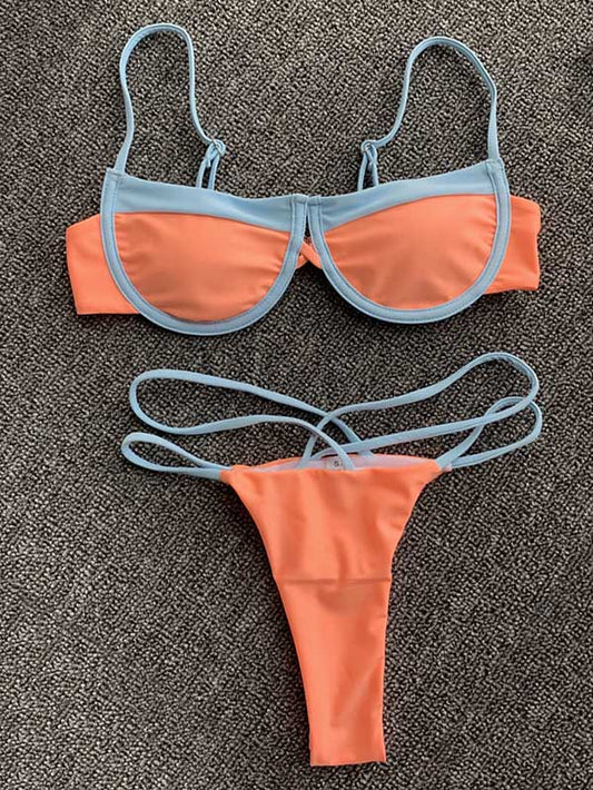 Sexy Straplessm Bandage Splice Split Bikini Swimsuit