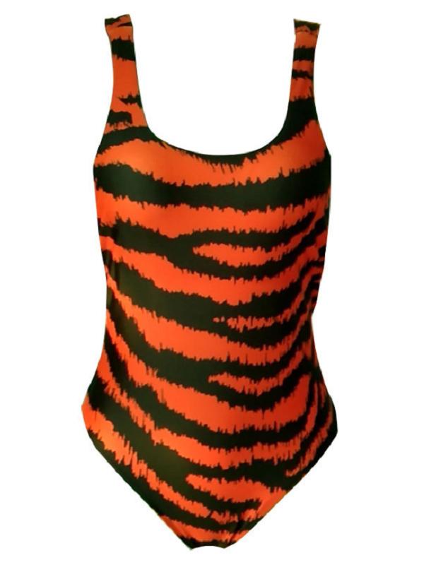 Sexy High-Slit  Leopard-Print Bathing One-Piece Swimwear