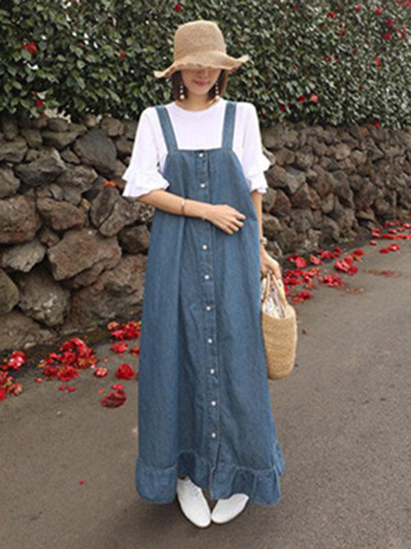 Casual Jean 2-pieces Long Dress