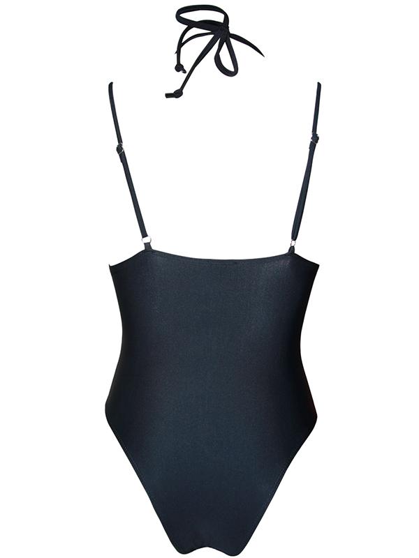 Black Spaghetti Straps One-piece Swimwear