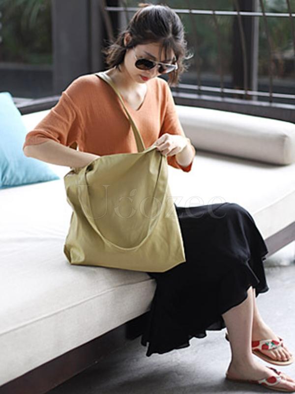 Soft Solid Handiness PU Tote Shoulder Bag