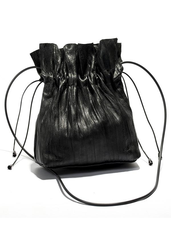 Lace-up Plicated Small Bag