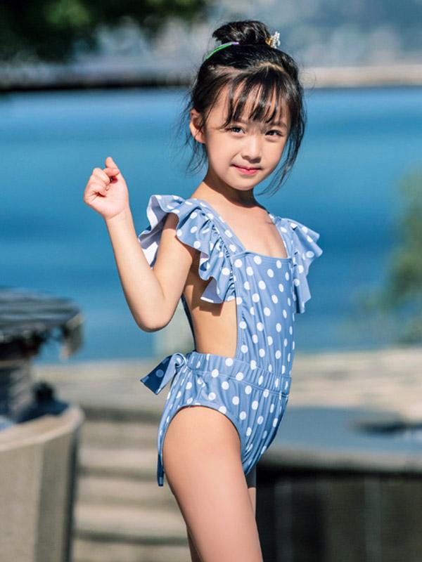 AONIHUA Blue Polka-dot Girl One Piece