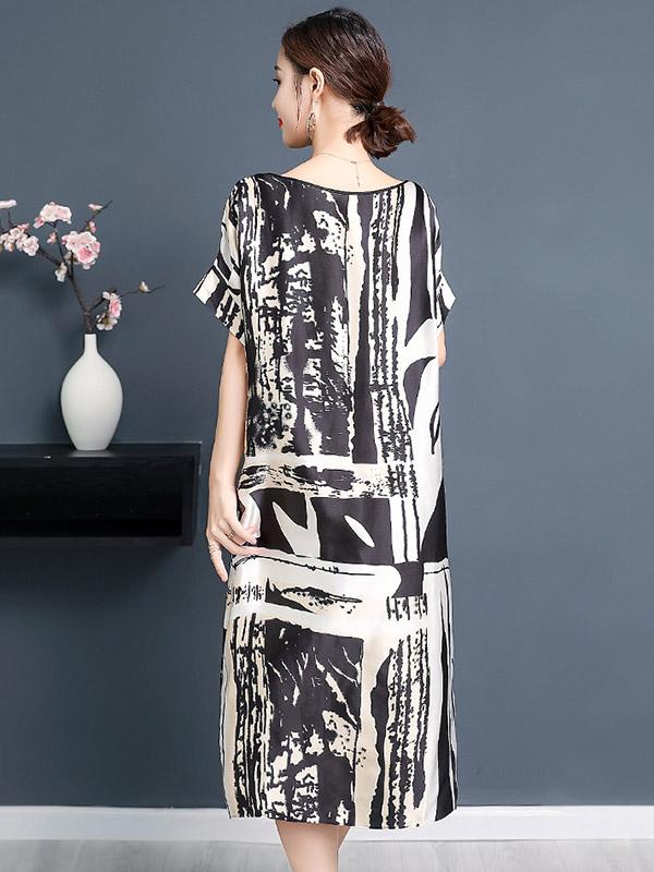 Loose Soft Striped Printed Long Dress