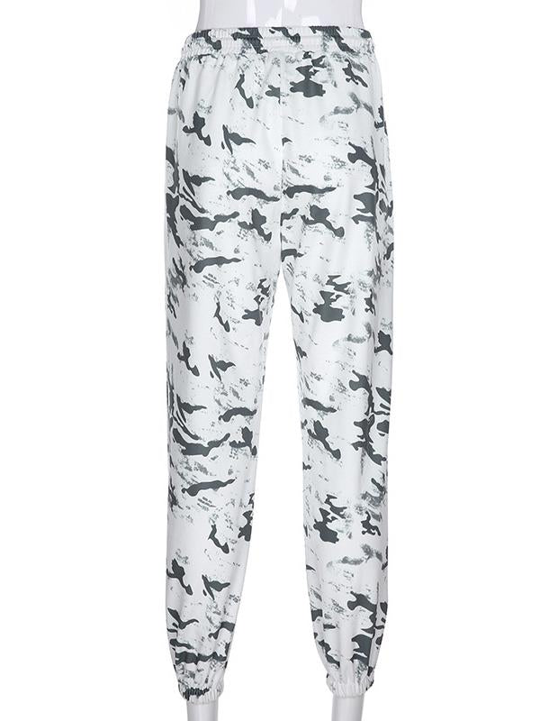 Loose Ink Floral Printed Drawstring Athletic Pants