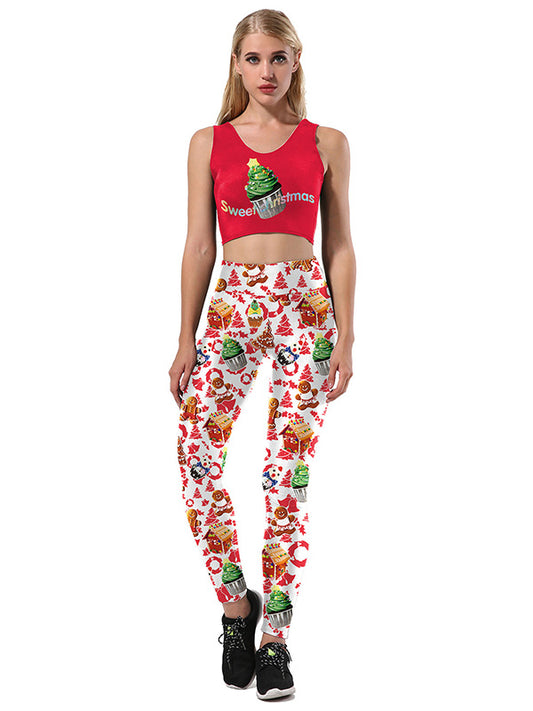 Wrap Christmas Print Bra&Leggings Suits