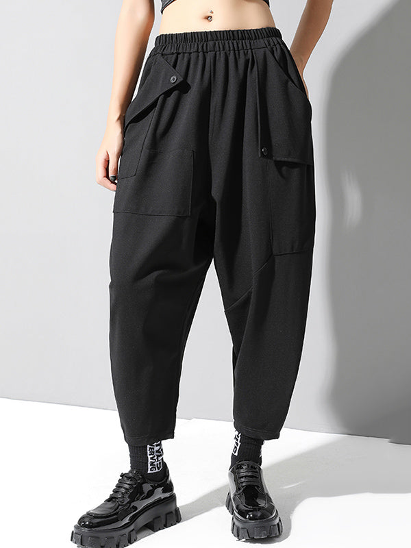 Stylish Black Asymmetric Elasticity Harem Pants