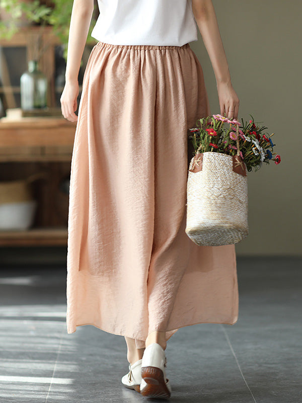 Casual Solid Color Split-Joint Wide Leg Capri-Pants