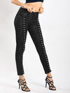 Black Elastic Jeans Pants Bottoms