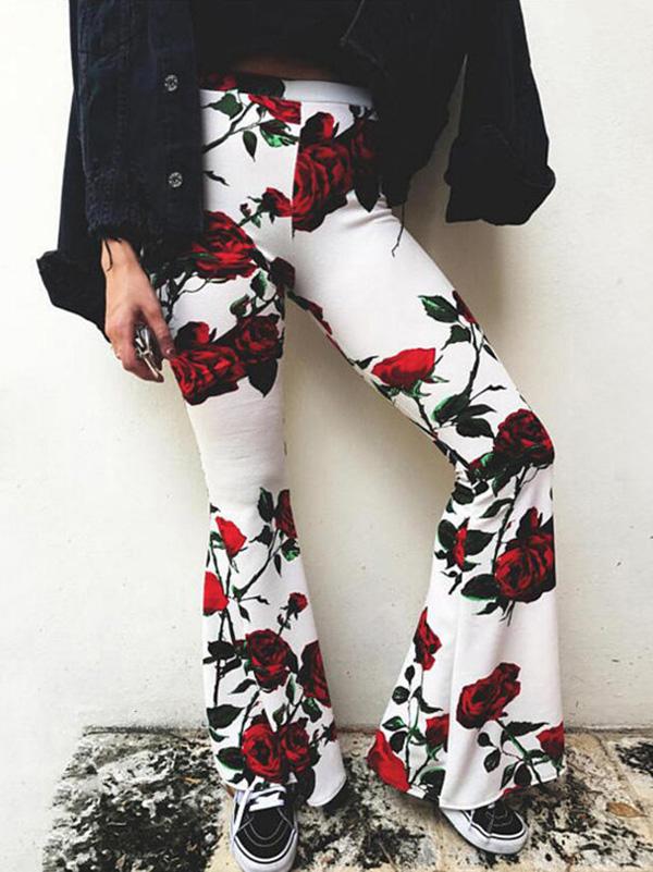 Printed Bell-bottoms Casual Pants