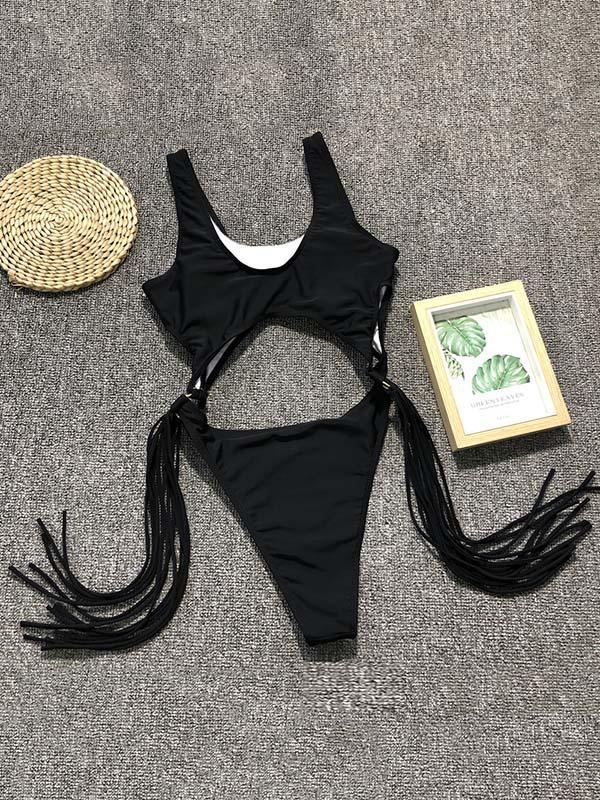 Hollow Tasseled One-piece Swimwear