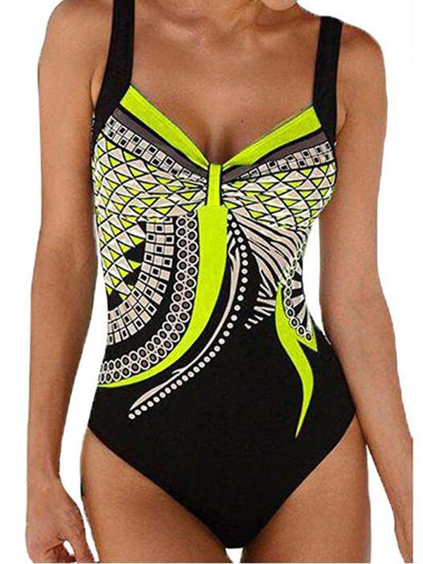 Retro Printed One-piece Swimwear