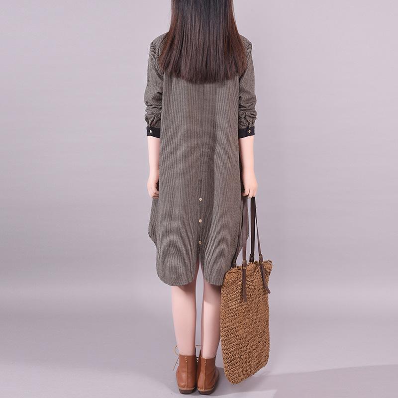 Casual Long Sleeve Plaid Plus Size Women Dress