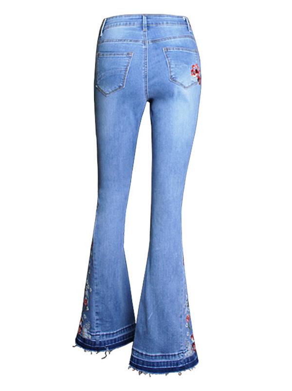 Embroidered Jean Pants Bottoms