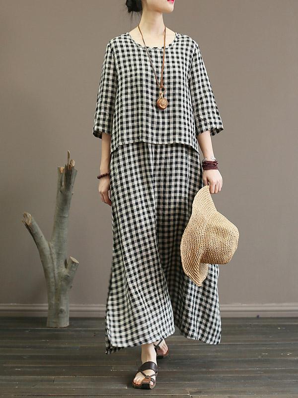 Vintage Original Plaid Maxi Dress