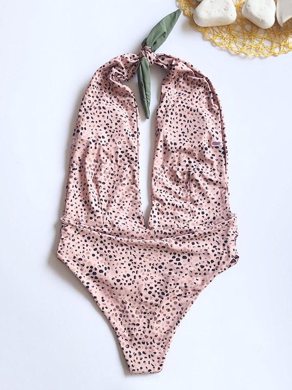 Polka-Dot Bandage One-Piece Swimwear