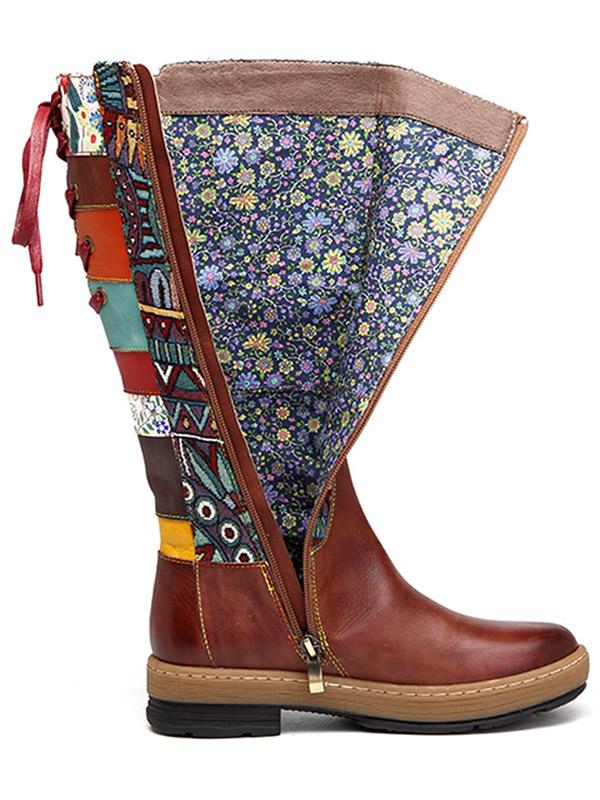 Bohemia Bandage Cowhide Boots