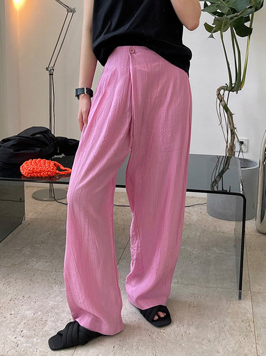 Simple Solid Color High Waisted Wide Leg Pants