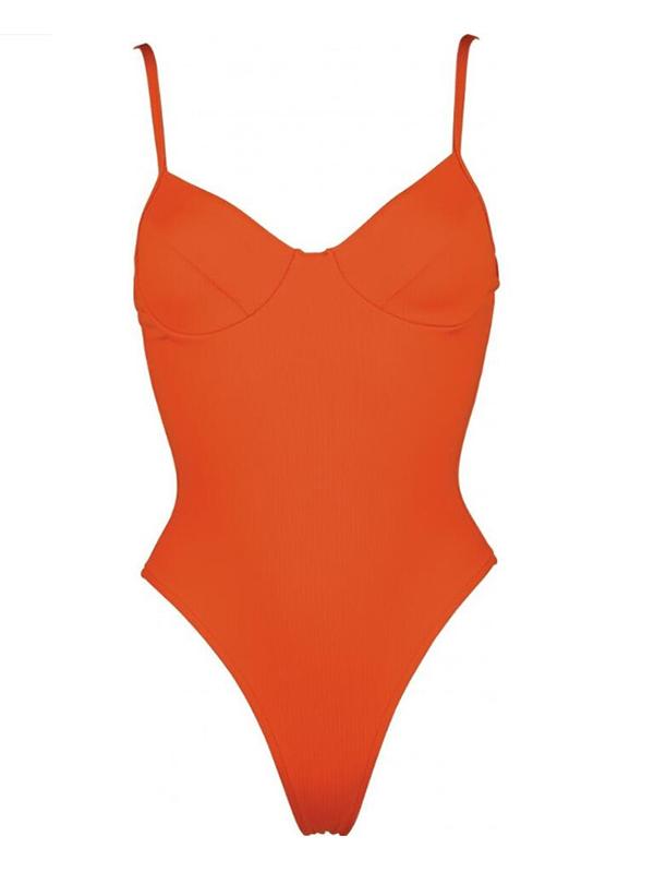 Sexy Spaghetti-Neck One-Piece Swimwear