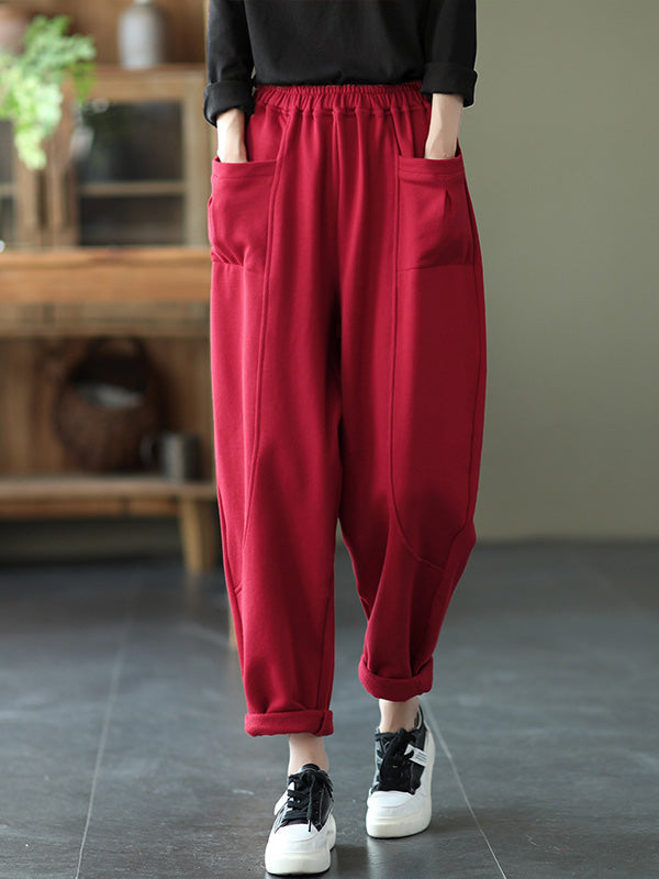 Simple Solid Color Empire Waisted Loose Harem Pants