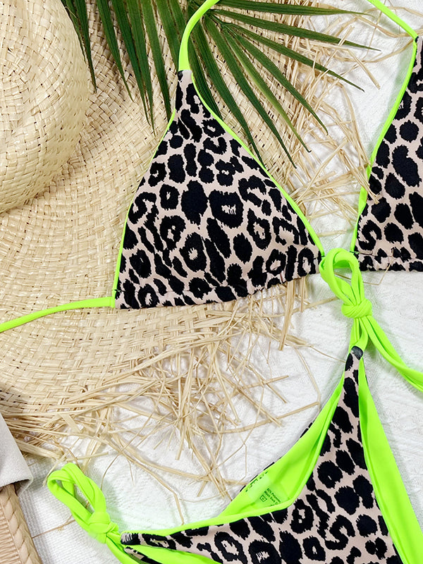 Sexy Leopard Fluorescent Bikini Swimwear