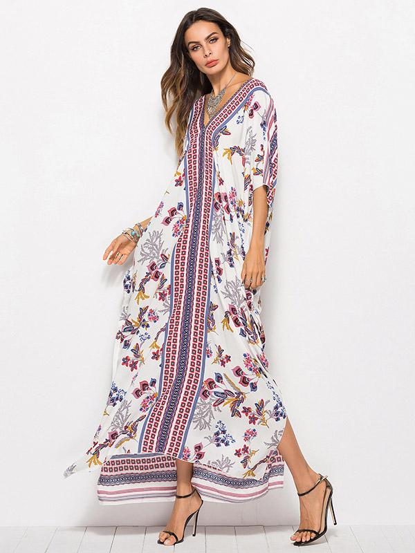 Loose Floral Printed Beach Kaftans