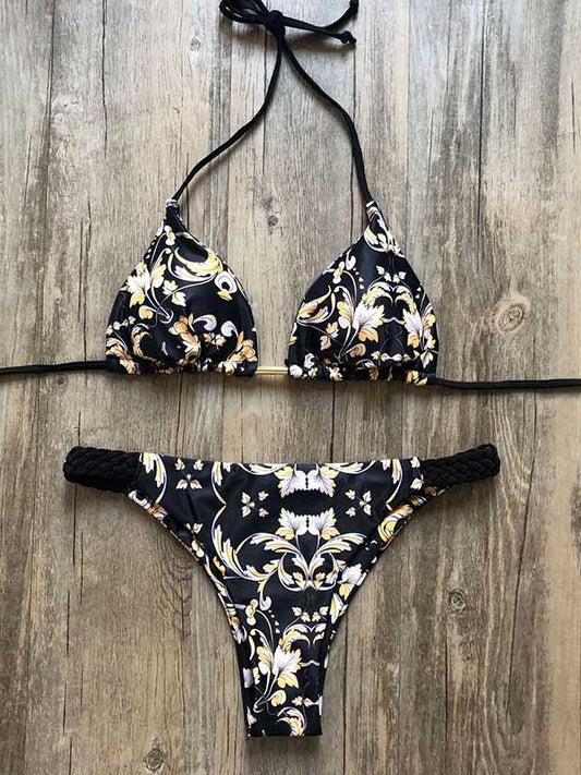 Printed Triangles Triangles Split Bikini Swimsuit