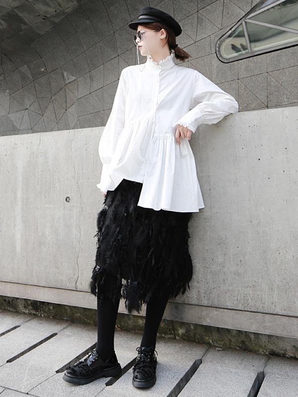 Casual Ruffled Cropped Shirt