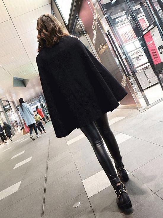 Inwrought Sequined Fashion Black Cape