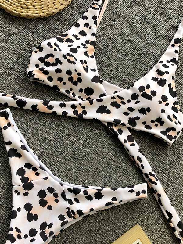 Sexy Leopard Print Bandge Bikinis Swimsuit