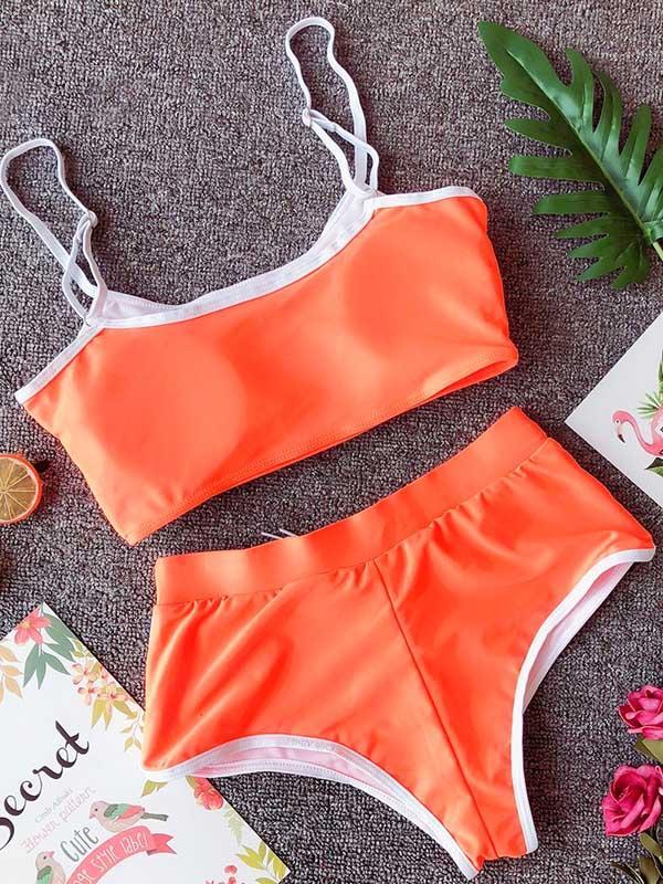 Lace Up Sport Bandeau Bikinis Swimwear